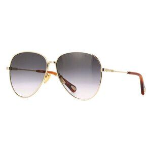 New CHLOE Gold Aviator CH0177S 001 Sunglasses Women